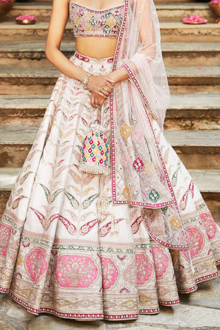 Matsya-Ivory Rambagh Lehenga Set-INDIASPOPUP.COM