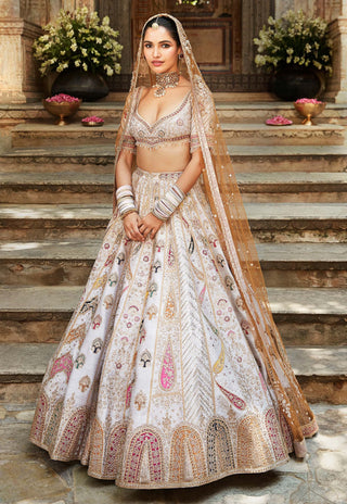 Matsya-Ivory Udaivan Lehenga Set-INDIASPOPUP.COM