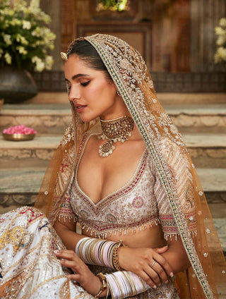 Matsya-Ivory Udaivan Lehenga Set-INDIASPOPUP.COM