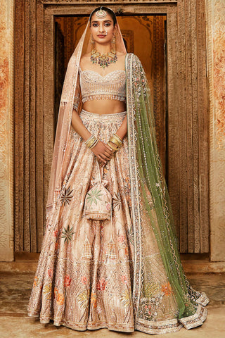 Matsya-Beige Royal Pichwai Lehenga Set-INDIASPOPUP.COM