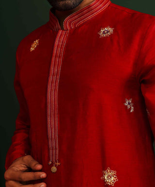 Mahima Mahajan-Jahaan Sindoori Red Embroidered Kurta With Pants-INDIASPOPUP.COM