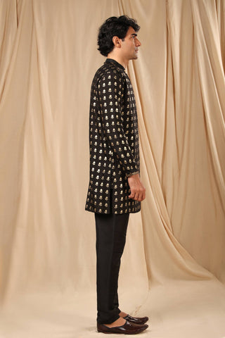 House Of Masaba-Black Wallflower Kurta-INDIASPOPUP.COM