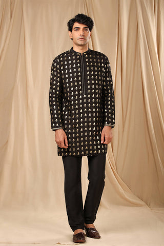 House Of Masaba-Black Wallflower Kurta-INDIASPOPUP.COM
