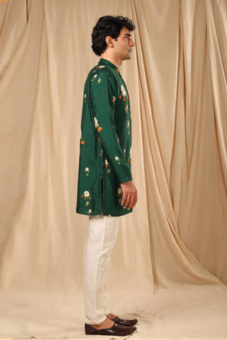 House Of Masaba-Bottle Green Buttercup Kurta-INDIASPOPUP.COM