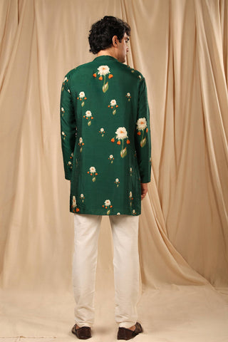 House Of Masaba-Bottle Green Buttercup Kurta-INDIASPOPUP.COM