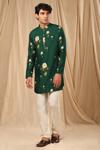 House Of Masaba-Bottle Green Buttercup Kurta-INDIASPOPUP.COM