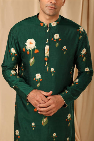 House Of Masaba-Bottle Green Buttercup Kurta-INDIASPOPUP.COM