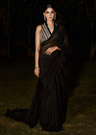 Matsya-Black Humble Athena Sari With Blouse-INDIASPOPUP.COM