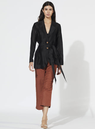 Meadow-Black & Rust Midnight Silk Co-Ord Set-INDIASPOPUP.COM