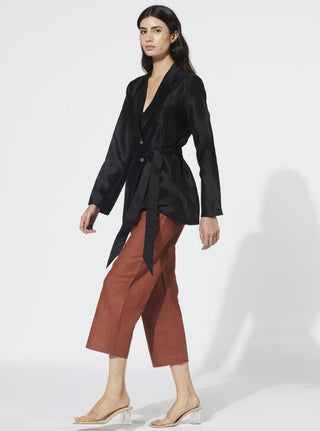 Meadow-Black & Rust Midnight Silk Co-Ord Set-INDIASPOPUP.COM