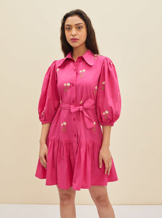Meadow-Fuchsia Pink Midsummer Dress-INDIASPOPUP.COM