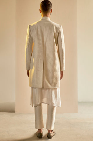 Saksham & Neharicka-Ivory Quilted Band Gala Set-INDIASPOPUP.COM