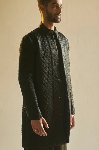 Saksham & Neharicka-Black Quilted Band Gala Set-INDIASPOPUP.COM