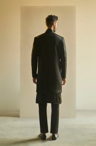 Saksham & Neharicka-Black Quilted Band Gala Set-INDIASPOPUP.COM