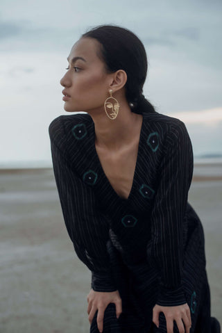 The Loom Art-Midnight Teal Dress-INDIASPOPUP.COM