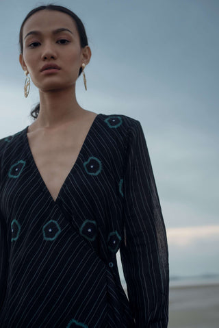 The Loom Art-Midnight Teal Dress-INDIASPOPUP.COM