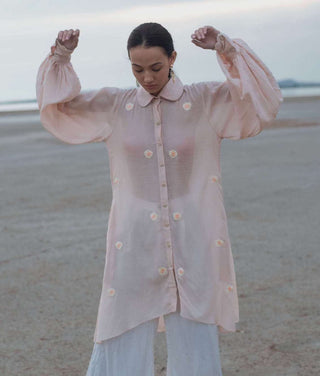 The Loom Art-Peach Milky Way Shirt-INDIASPOPUP.COM