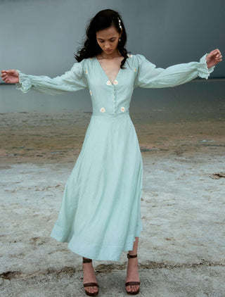 The Loom Art-Mint Skyline Dress-INDIASPOPUP.COM