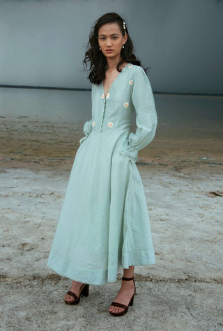The Loom Art-Mint Skyline Dress-INDIASPOPUP.COM