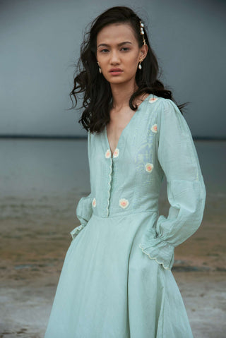 The Loom Art-Mint Skyline Dress-INDIASPOPUP.COM