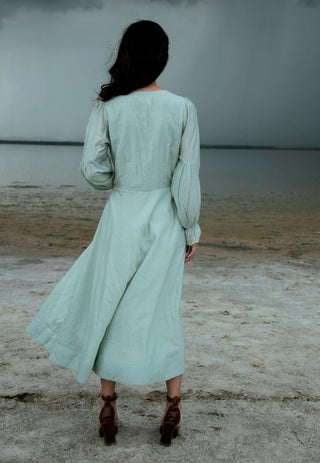 The Loom Art-Mint Skyline Dress-INDIASPOPUP.COM