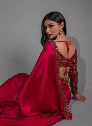 Red Sarin Saree Set