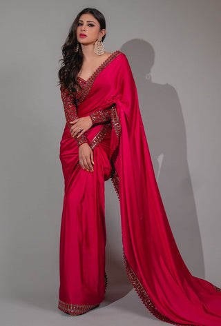 Red Sarin Saree Set