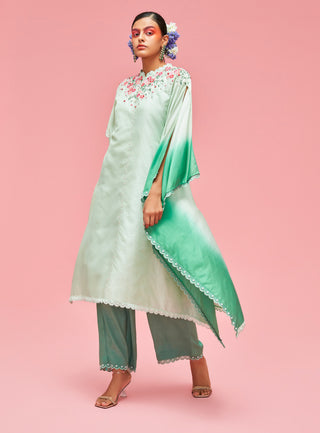 Nachiket Barve-Mint Nishat Bagh Embroidered Ombré Kaftan Set-INDIASPOPUP.COM