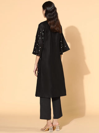 Meadow-Black Night Daisy Tunic Set-INDIASPOPUP.COM