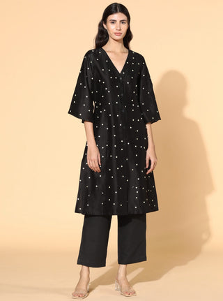 Meadow-Black Night Daisy Tunic Set-INDIASPOPUP.COM