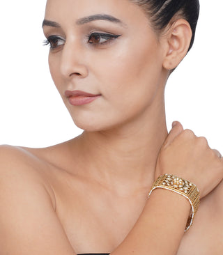 Preeti Mohan-Gold Plated Zahra Kundan Bracelet-INDIASPOPUP.COM
