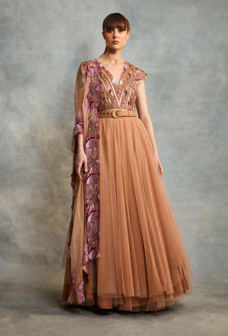 Nikita Mhaisalkar-Peach Candy Lehenga Set-INDIASPOPUP.COM