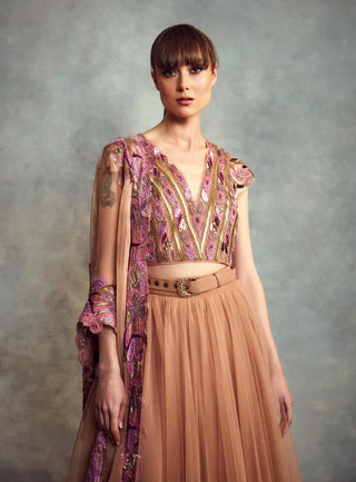 Nikita Mhaisalkar-Peach Candy Lehenga Set-INDIASPOPUP.COM