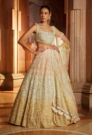 Nitika Gujral-Triple Color Organza Lehenga Set-INDIASPOPUP.COM