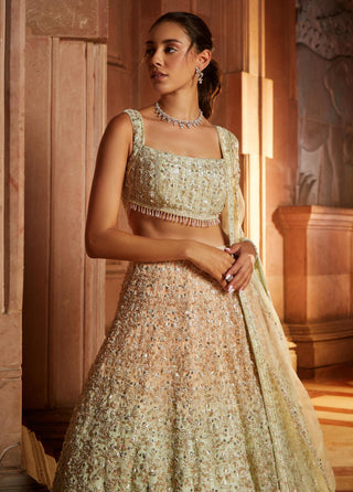 Nitika Gujral-Triple Color Organza Lehenga Set-INDIASPOPUP.COM
