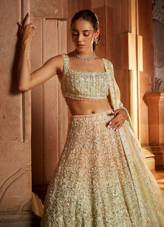 Nitika Gujral-Triple Color Organza Lehenga Set-INDIASPOPUP.COM