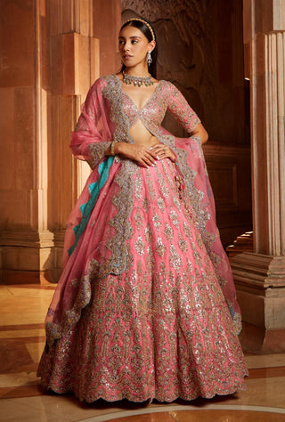 Nitika Gujral-Rose Pink Lehenga Set-INDIASPOPUP.COM