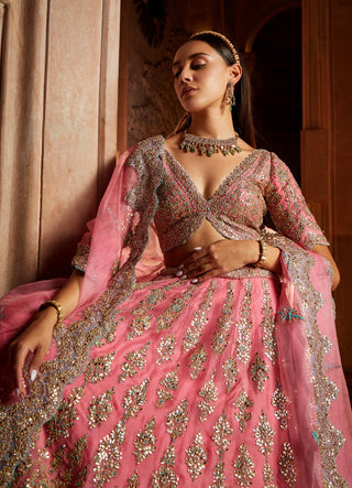 Nitika Gujral-Rose Pink Lehenga Set-INDIASPOPUP.COM