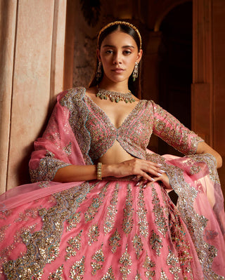 Nitika Gujral-Rose Pink Lehenga Set-INDIASPOPUP.COM