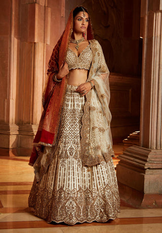 Nitika Gujral-Ivory Tafetta Lehenga Set-INDIASPOPUP.COM