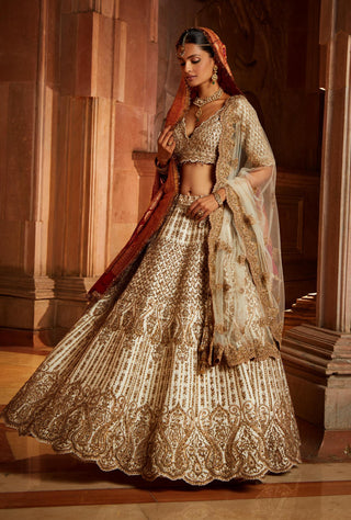 Nitika Gujral-Ivory Tafetta Lehenga Set-INDIASPOPUP.COM