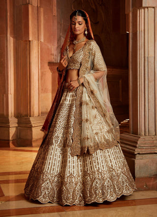 Nitika Gujral-Ivory Tafetta Lehenga Set-INDIASPOPUP.COM