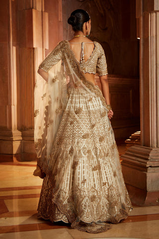 Nitika Gujral-Ivory Tafetta Lehenga Set-INDIASPOPUP.COM