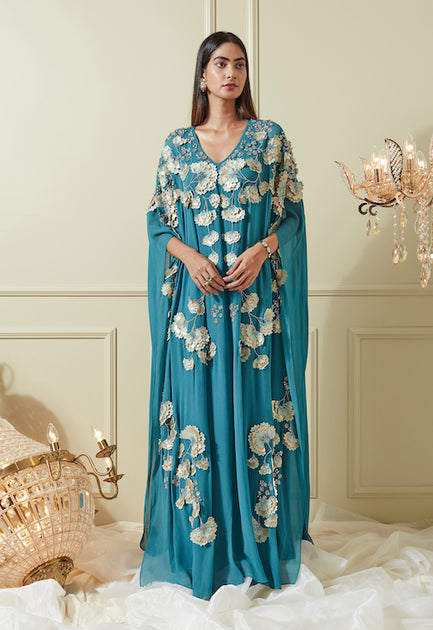 Not So Serious By Pallavi Mohan | Teal Ruksar Kaftan Dress ...