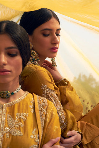 Rar Studio-Mustard Embroidered Kurta Set-INDIASPOPUP.COM