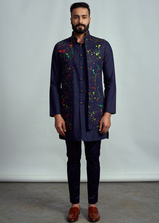 Arjun Kilachand-Indigo Neon Splash Bundi Set-INDIASPOPUP.COM