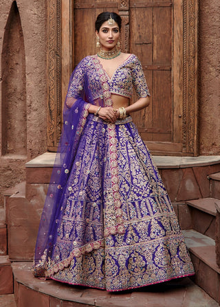 Nitika Gujral-Purple Tafeta Lehenga Set-INDIASPOPUP.COM