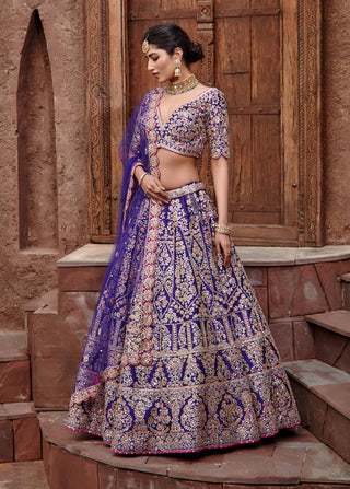 Nitika Gujral-Purple Tafeta Lehenga Set-INDIASPOPUP.COM