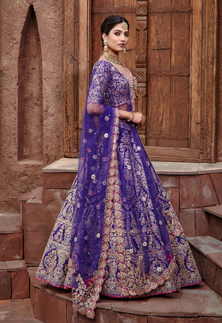 Nitika Gujral-Purple Tafeta Lehenga Set-INDIASPOPUP.COM