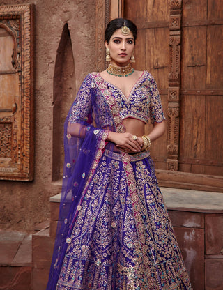 Nitika Gujral-Purple Tafeta Lehenga Set-INDIASPOPUP.COM
